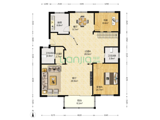 长生公寓 2室2厅2卫 139平方