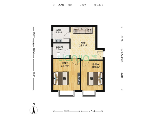 汇鑫花园 2室1厅1卫 65平方