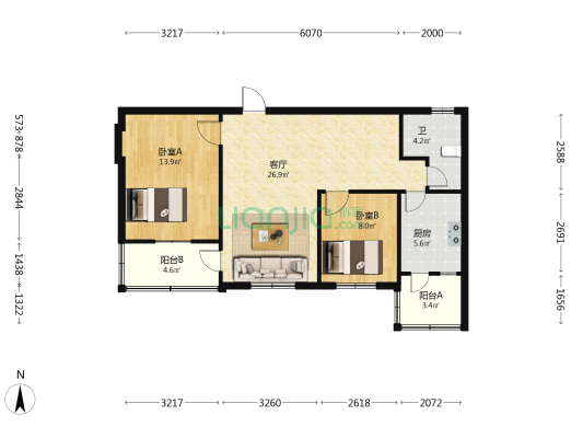 金燕楼 2室1厅1卫 84平方