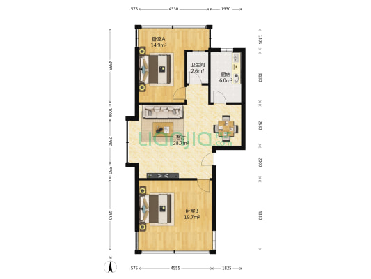 彰泰桂青园 2室1厅1卫 78平方