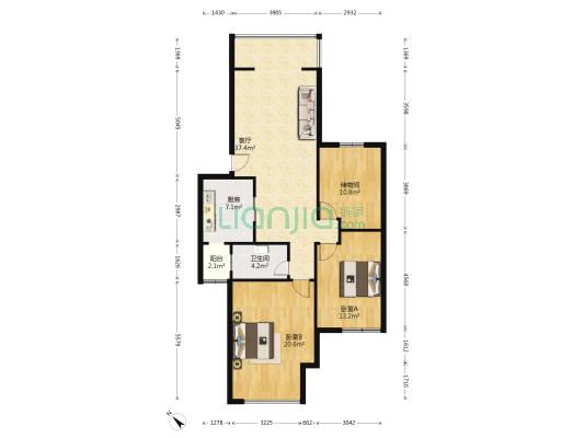 红光苑(高新西) 2室1厅1卫 105平方
