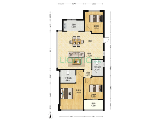 宝业云溪里 3室1厅2卫 107平方