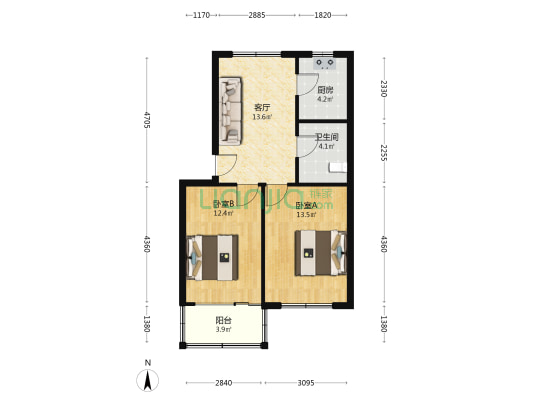 文三路103号 2室1厅1卫 63平方