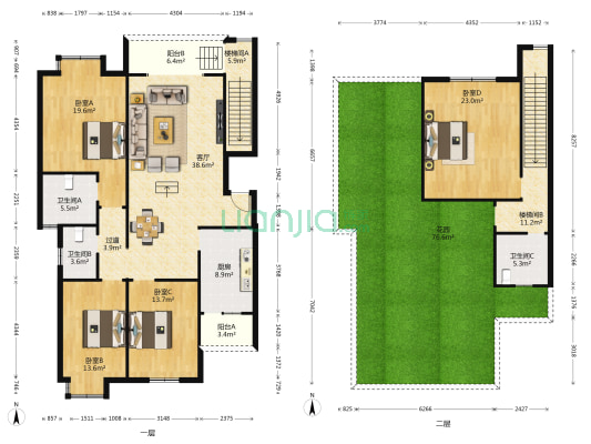 松兰雅筑 4室1厅3卫 176平方