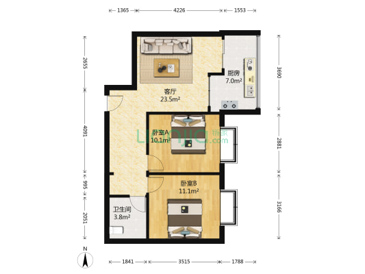 长江花园 2室1厅1卫 78平方