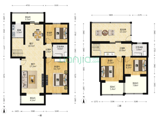 富来宫 4室2厅2卫 155平方