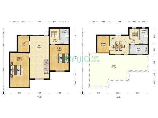 中兴路凤江住商楼 3室2厅2卫 96平方