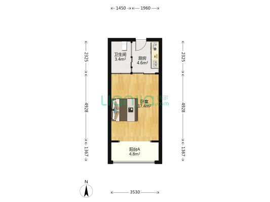中城花园嘉景庭 1室0厅1卫 41平方