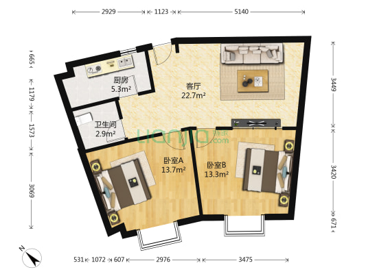 明泽智域 2室1厅1卫 83平方