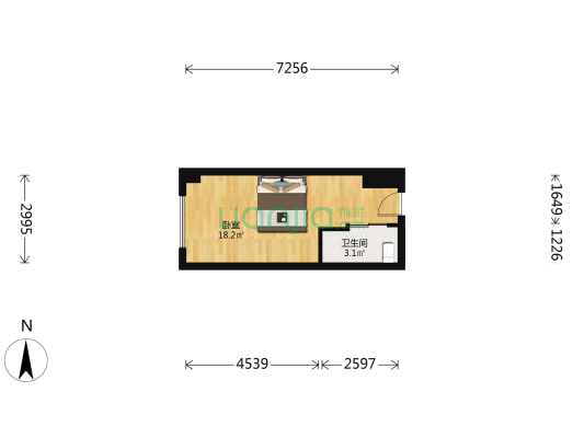 龙城红光里 1室0厅1卫 32平方