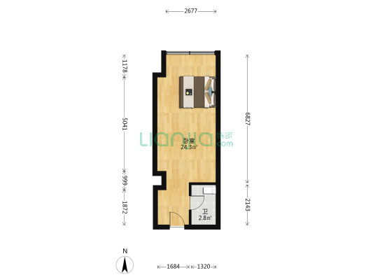 东方威尼斯 1室0厅1卫 42平方