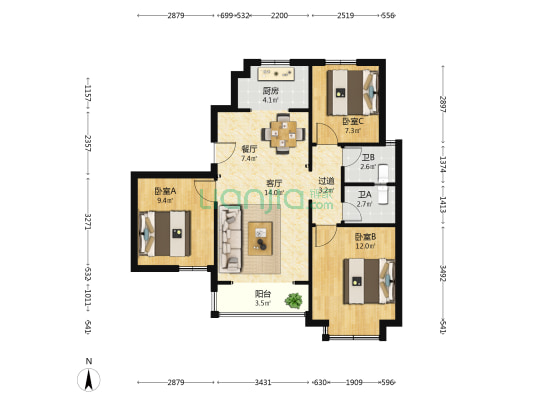 经典温哥华 3室2厅2卫 110平方