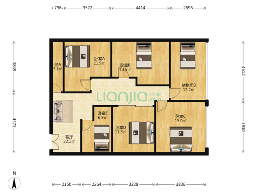 民族大厦 5室1厅0卫 160平方