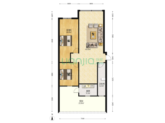 家电商城 2室1厅1卫 105平方