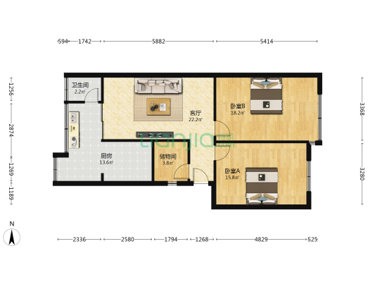 襄州汽车客运中心站家属院 2室1厅1卫 92平方