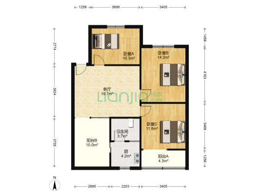 汉渝路76号 3室1厅1卫 101平方