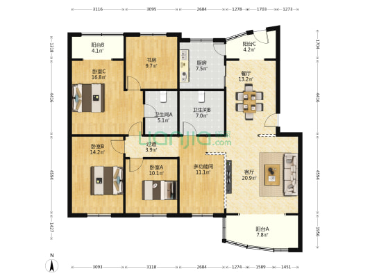 卫生健康局 5室2厅2卫 157平方
