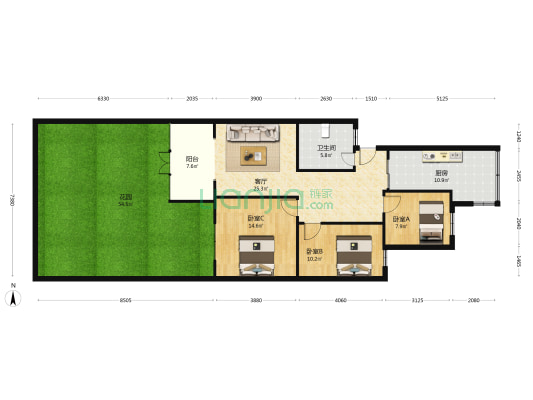 建设银行生活区 3室1厅1卫 93平方