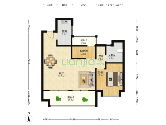 万瑞拾光林语 1室1厅1卫 98平方