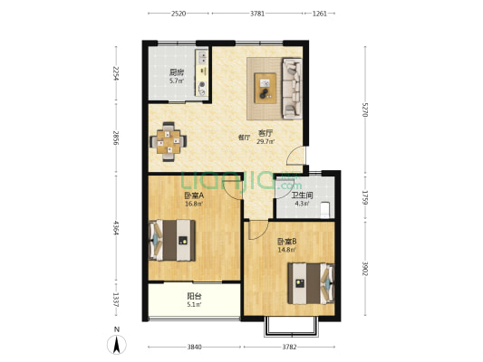 石家庄 2室1厅1卫 95平方