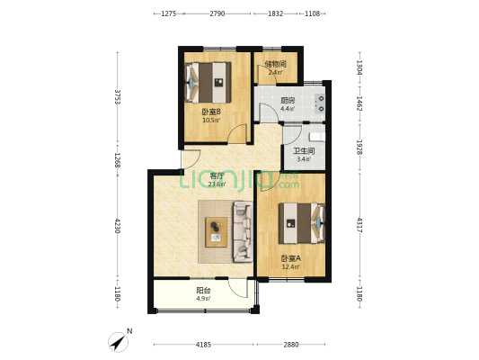 长江路268号大院 2室1厅1卫 74平方