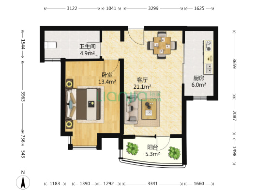 恋湖家园六期 1室1厅1卫 65平方