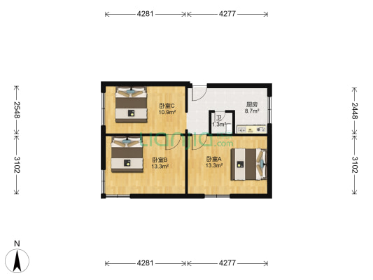 庆仁巷 3室0厅1卫 68平方