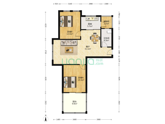 悦榕湾 2室1厅1卫 98平方