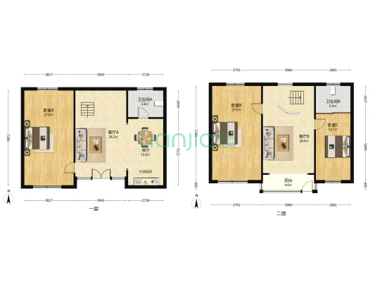 芳东村三组 3室3厅2卫 158平方