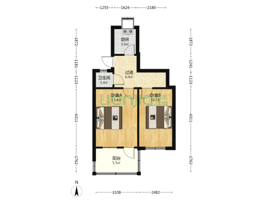 浴新北大街103号院 2室0厅1卫 45平方