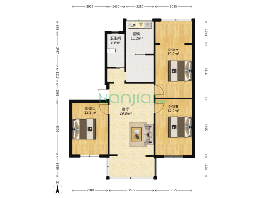 科华巷9号 3室1厅1卫 105平方