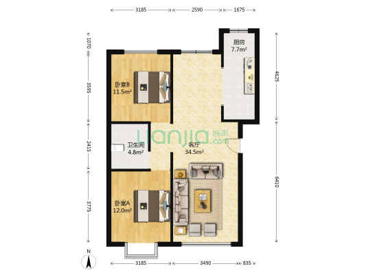 御龙湾 2室1厅1卫 110平方