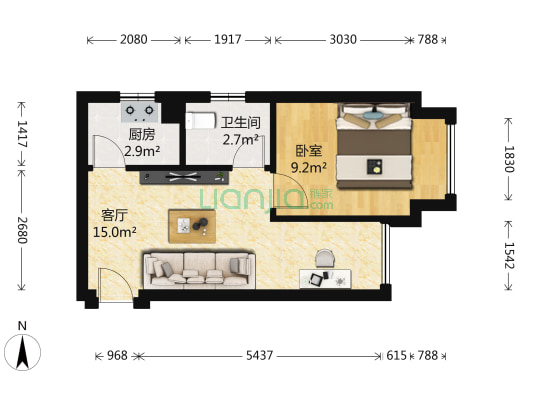 晴朗明珠 1室1厅1卫 41平方