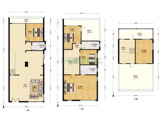 龙光棕榈水岸南区 5室1厅3卫 337平方