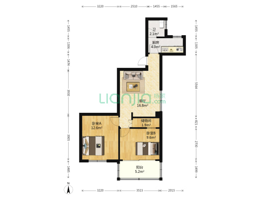 敦和法院宿舍 2室1厅1卫 66平方