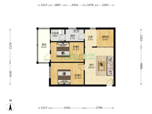 东颖楼 2室1厅1卫 74平方