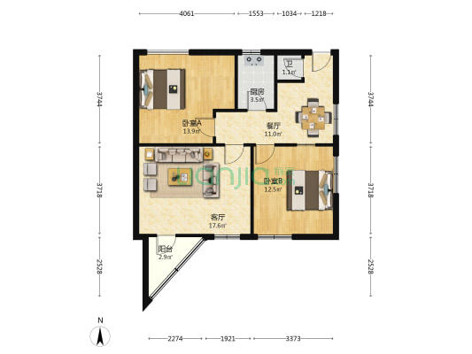 中山东路8号 2室2厅1卫 79平方