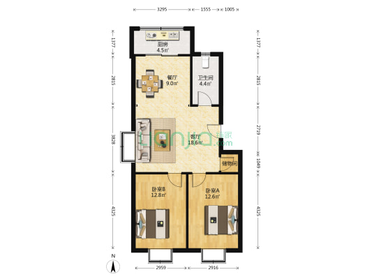 宝澜园 2室2厅1卫 79平方