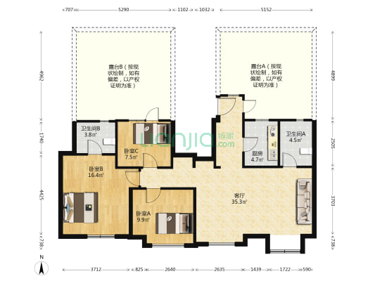 中建·京西印玥 3室1厅2卫 107平方