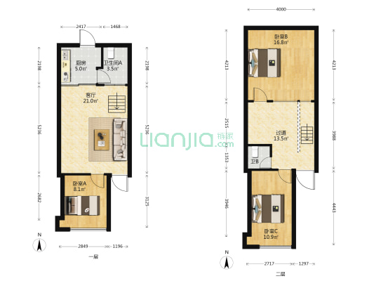 诺希峰汇 3室1厅2卫 50平方
