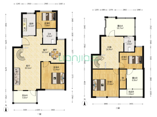 和园(北仑区) 4室2厅2卫 87平方