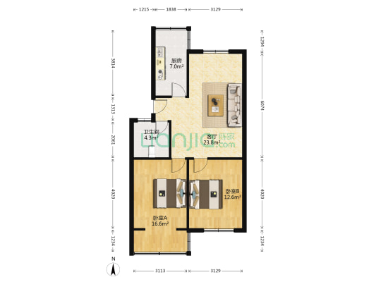 瑶北新村 2室1厅1卫 79平方