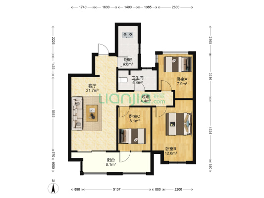 新城樾府 3室1厅1卫 98平方
