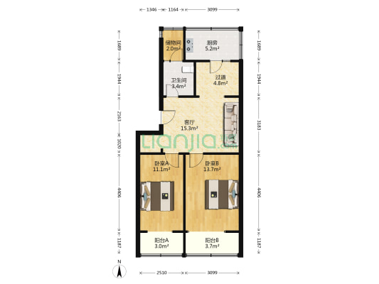 工人路17号 2室1厅1卫 70平方