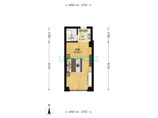 沿江花园 1室0厅1卫 32平方