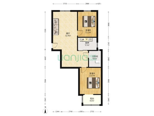 中高楼层，全天采光，房本满二 带装修-户型图