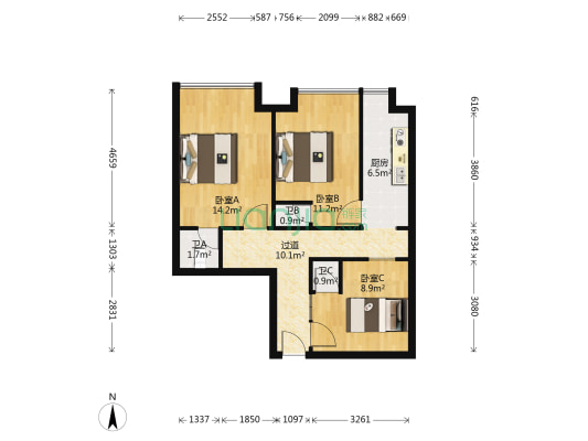 凯洋厚德园 3室0厅3卫 73平方