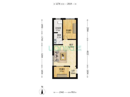 海鹰大厦 2室1厅1卫 41平方