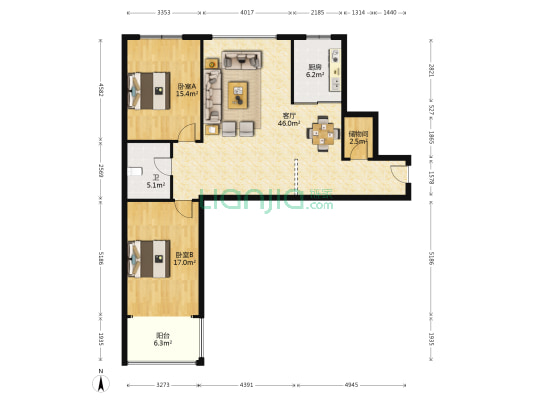 金汇大厦 2室1厅1卫 129平方