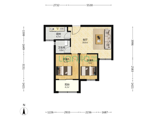 明秀映江苑 2室1厅1卫 70平方